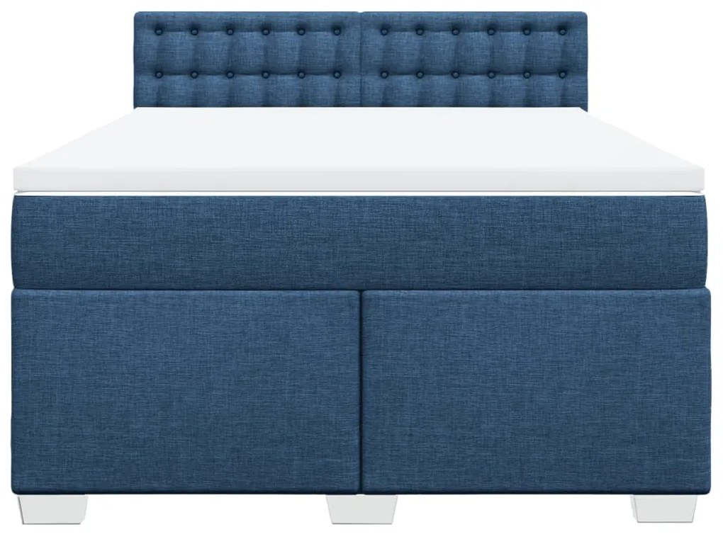 Cama com molas/colchão 160x200 cm tecido azul