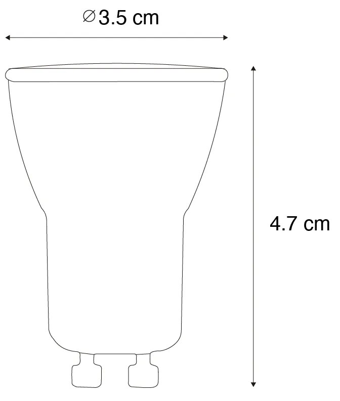 Conjunto de 5 lâmpadas LED GU10 reguláveis em 3 níveis 35mm 4W 220 lm 2700K
