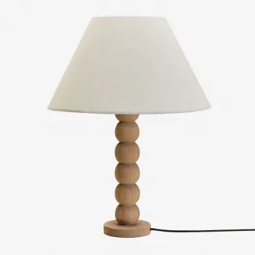 Candeeiro De Mesa Soler Em Madeira De Manga Madeira De Manga & Branco Ø40 Cm Menorca - Sklum