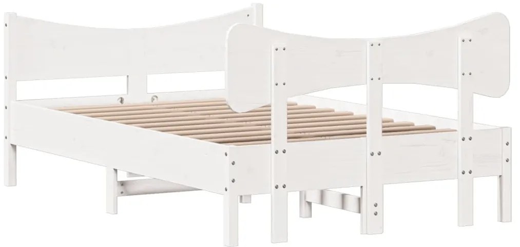 Cama sem colchão 120x200 cm madeira de pinho maciça branco