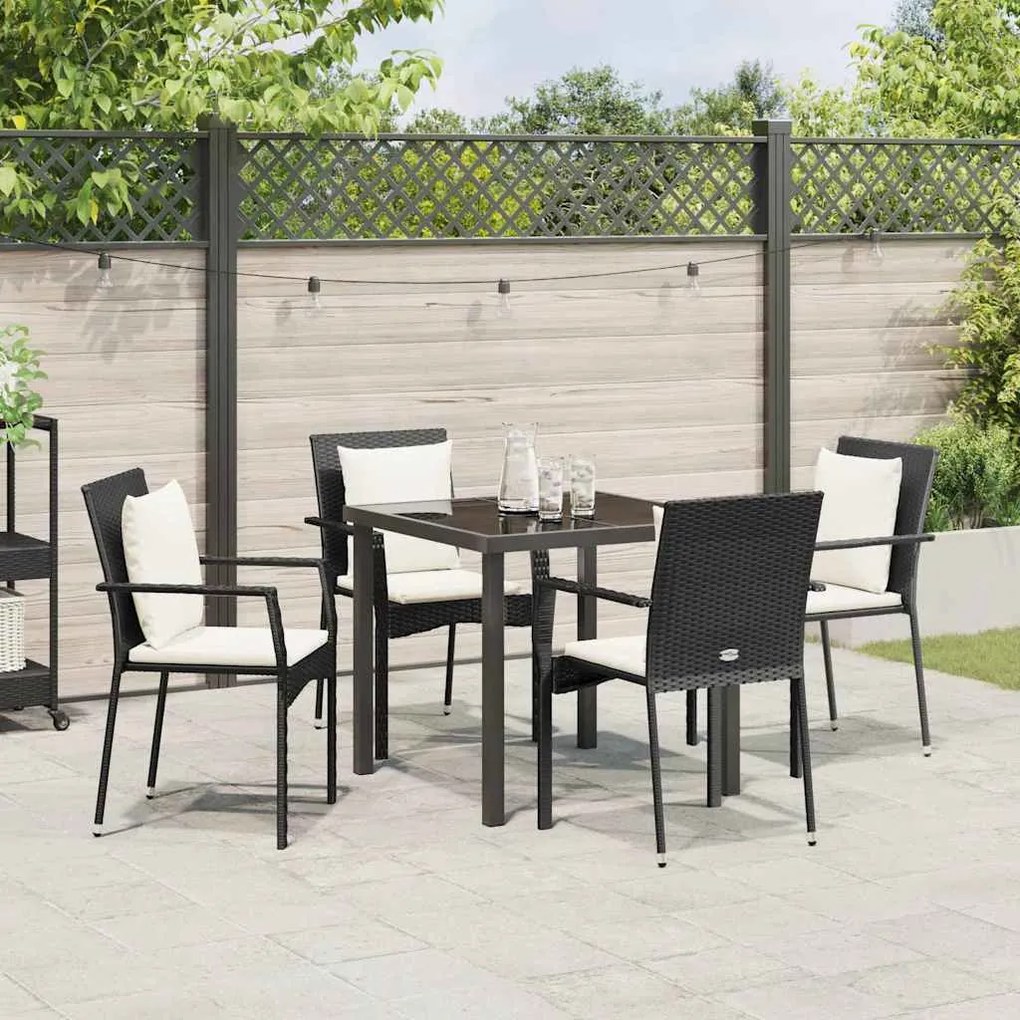 Conjunto de 4 Cadeiras de Jardim 5 pcs Preto 80 x 80 x 73 cm