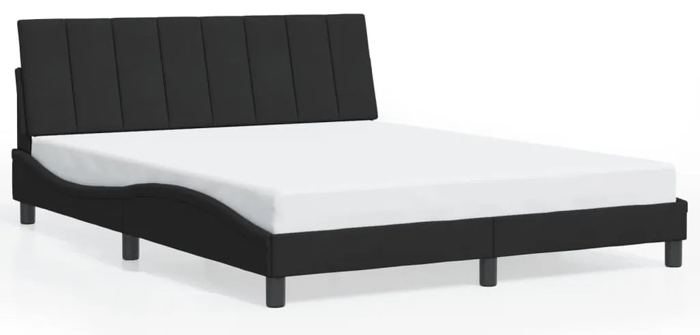 Estrutura de cama c/ luzes LED 160x200 cm veludo preto
