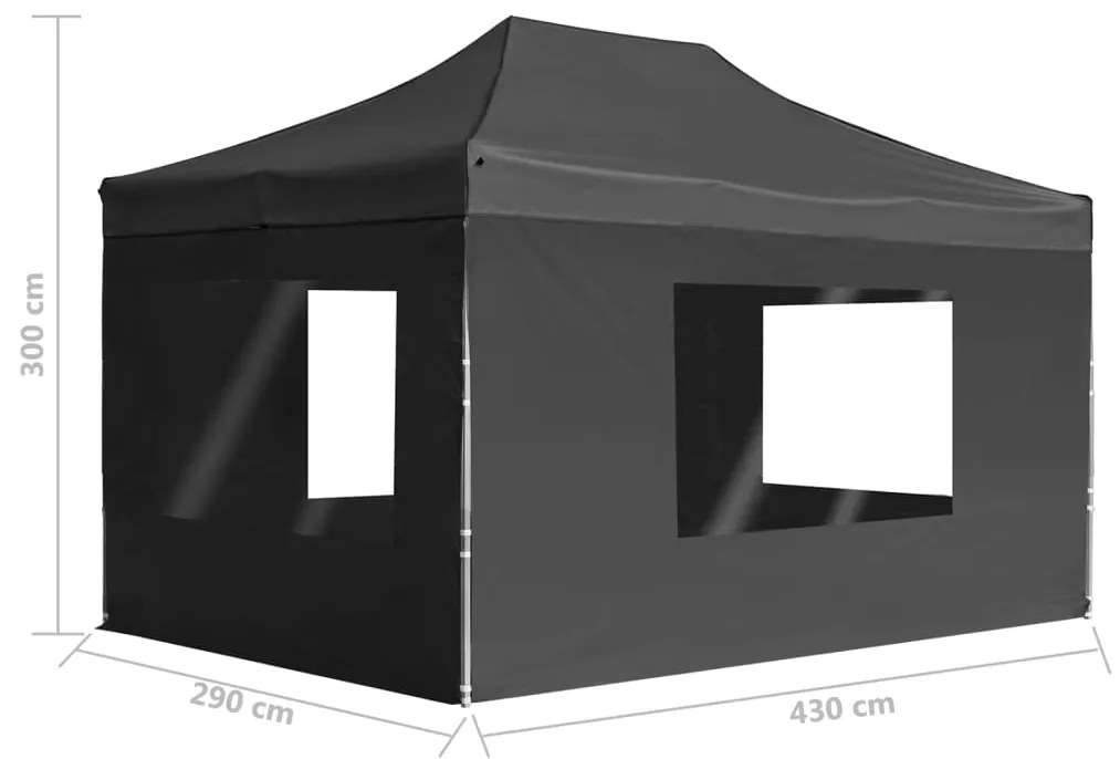 Tenda dobrável profissional c/ parede alumínio 4,5x3m antracite