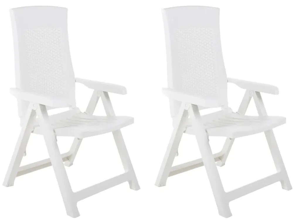 vidaXL Cadeiras de jardim reclináveis 2 pcs plástico branco