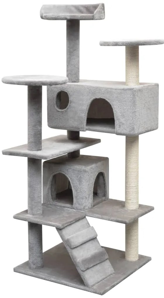 Árvore para gatos c/ postes arranhadores sisal 125 cm cinzento