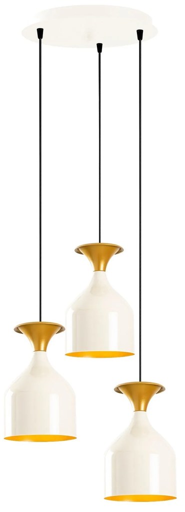 Candeeiro de Teto Sivani – Branco e Dourado – Diâmetro 40 cm, Altura 1