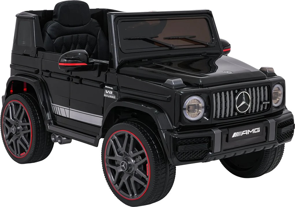 Carro elétrico para Crianças 2 a 5 anos 12V Mercedes G63 AMG LIFT Rodas de espuma EVA, assento Couro ecológico Preto