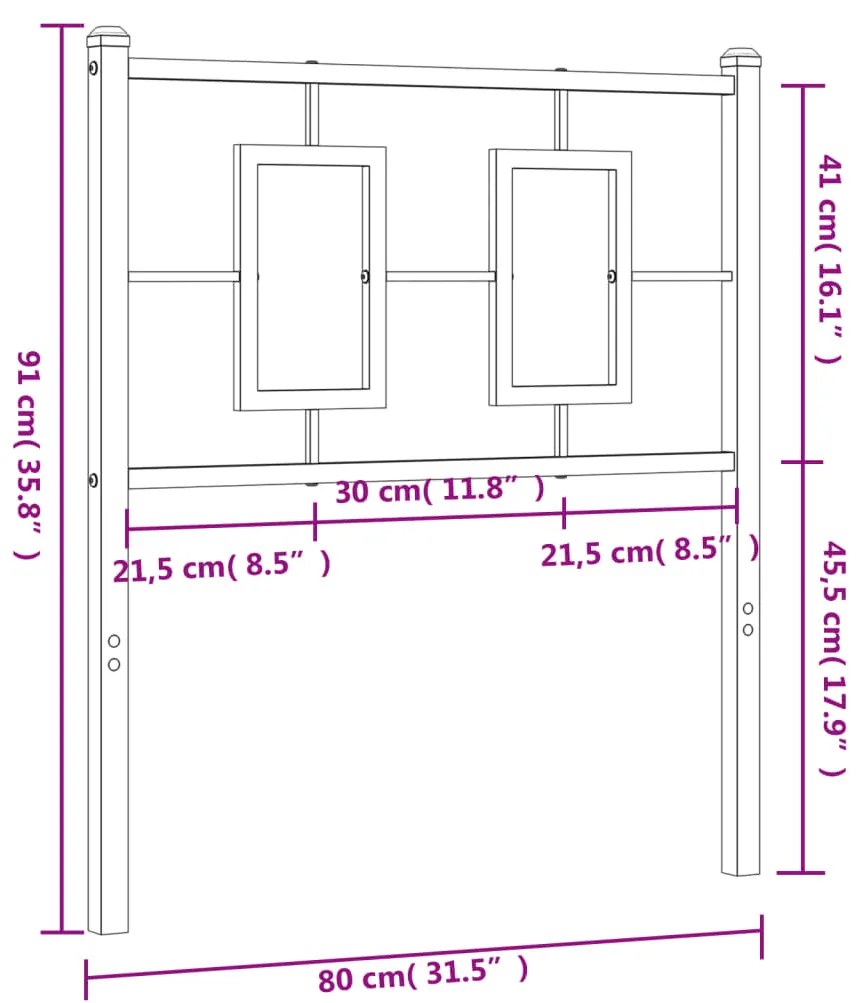 Cabeceira de cama 75 cm metal preto