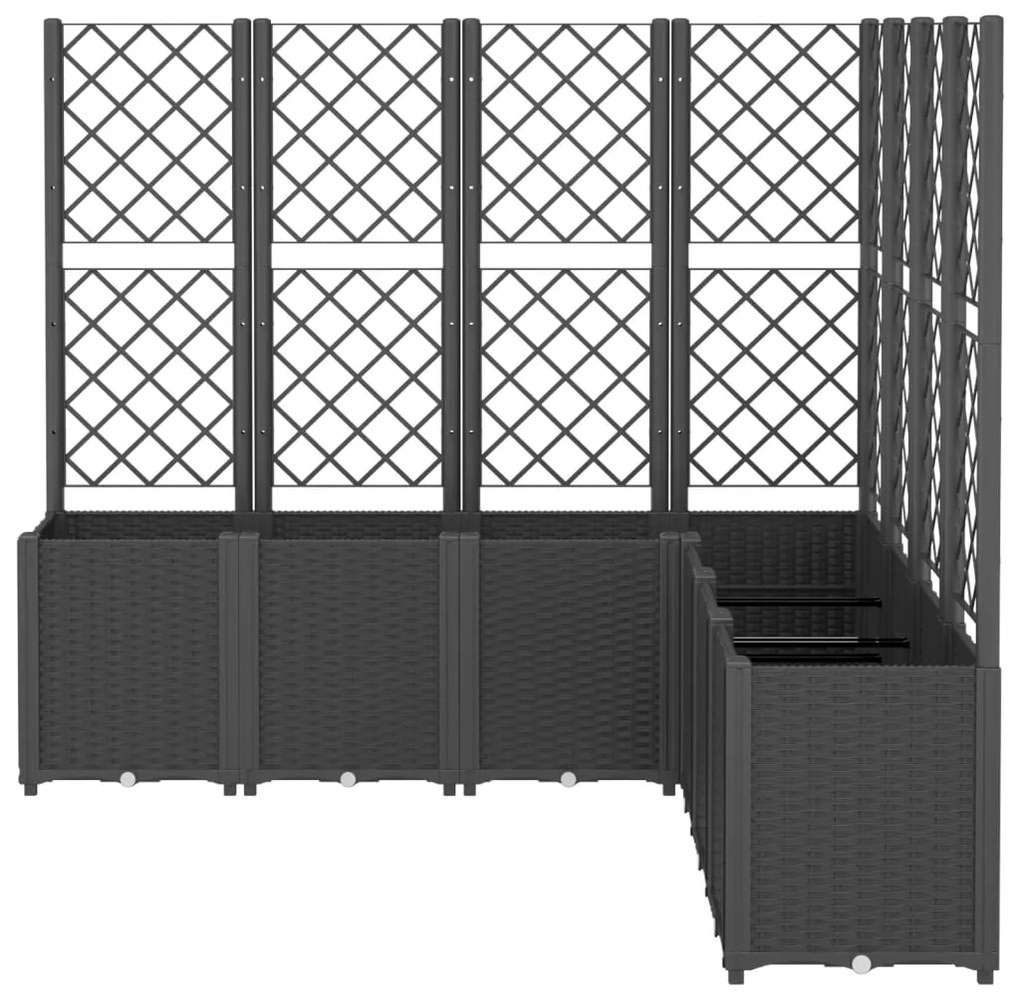 Vaso/floreira de jardim c/ treliça 160x160x140 cm PP preto