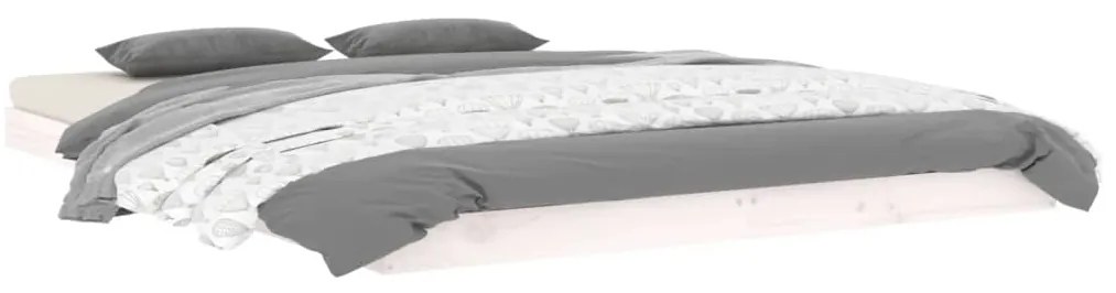 Estrutura de cama 140x190 cm madeira de pinho maciça branco