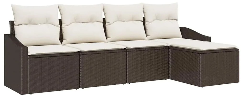 Conjunto de Jantar para Jardim com 5 Peças e Almofadas em Rattan e Pol