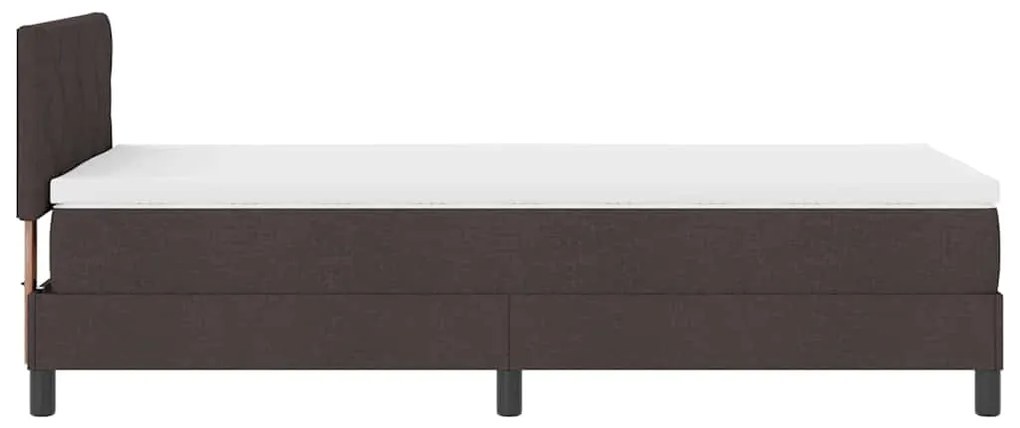 Cama Box com Colchão &amp; LED Marrom Escuro 90x200 cm Tecido
