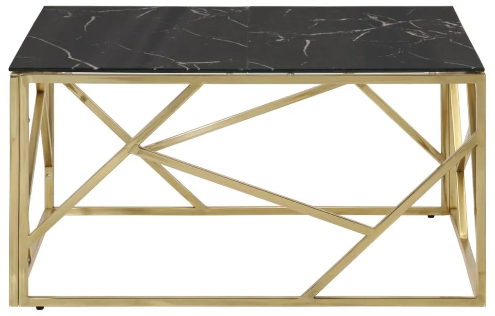Mesa de centro aço inoxidável e vidro temperado dourado