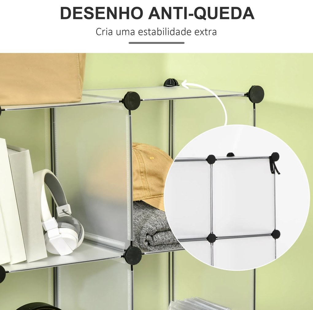 HOMCOM Armário Modular de Plástico Organizador de Sapatos com 16 Cubos