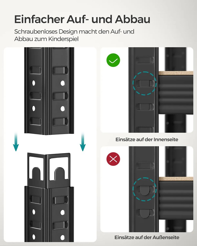 Conjunto de 2 estantes de arrumação garagem, escritório, arrumos 180 x 90 x 40 cm Preto