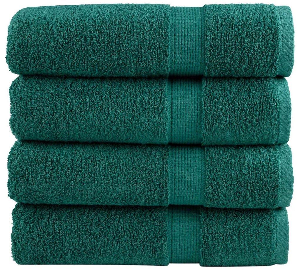 vidaXL Toalhas de mãos premium SOLUND 4 pcs 50x100 cm 600 gsm verde