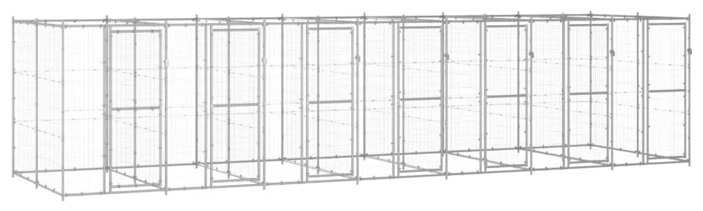 vidaXL Canil de exterior 16,94 m² aço galvanizado