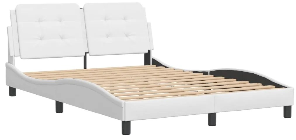 Estrutura cama c/ cabeceira 140x200 cm couro artificial branco