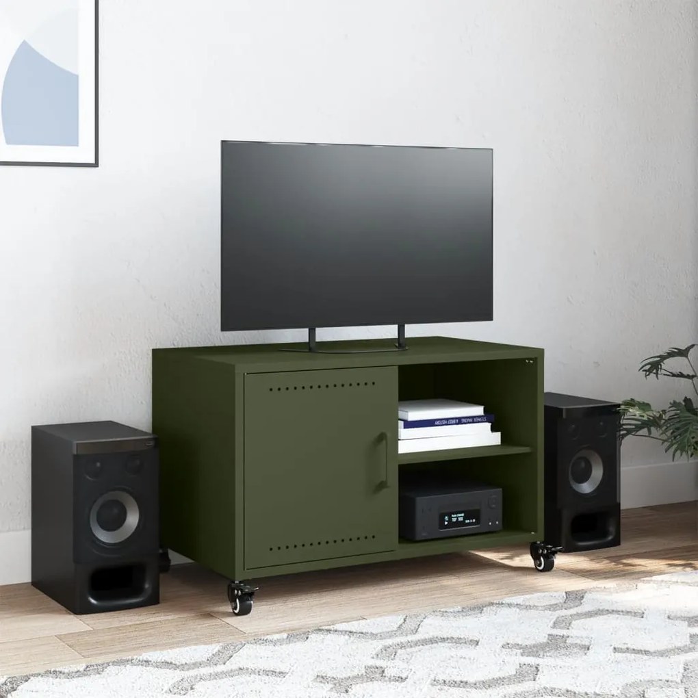 Móvel de TV 68x39x43,5 cm aço verde azeitona