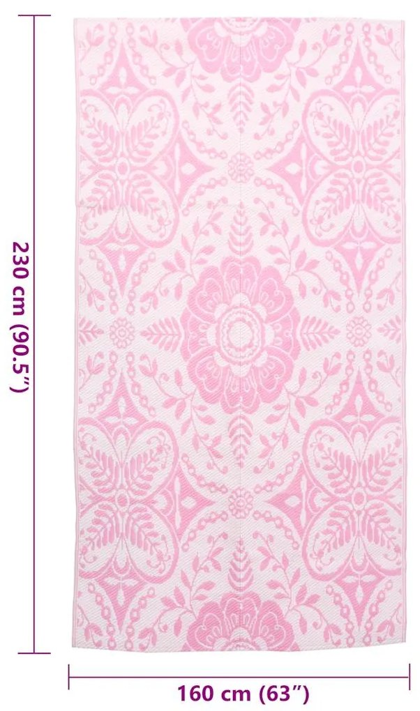 Tapete de exterior 120x180 cm ARAKIL PP cor-de-rosa