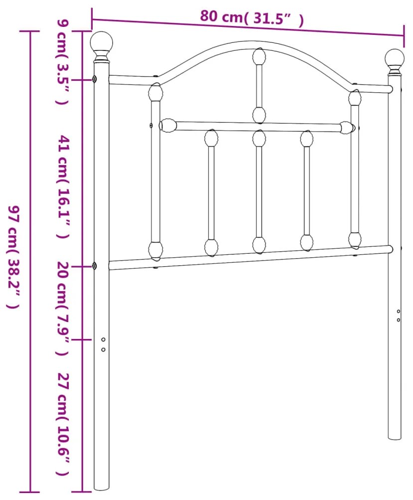 Cabeceira de cama 75 cm metal preto