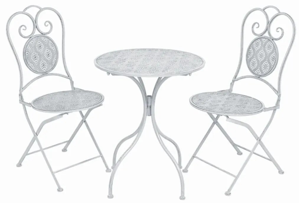 3 pcs conjunto bistrô em aço branco acinzentado