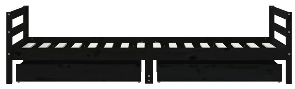 Estrutura cama infantil c/ gavetas 90x200 cm pinho maciço preto