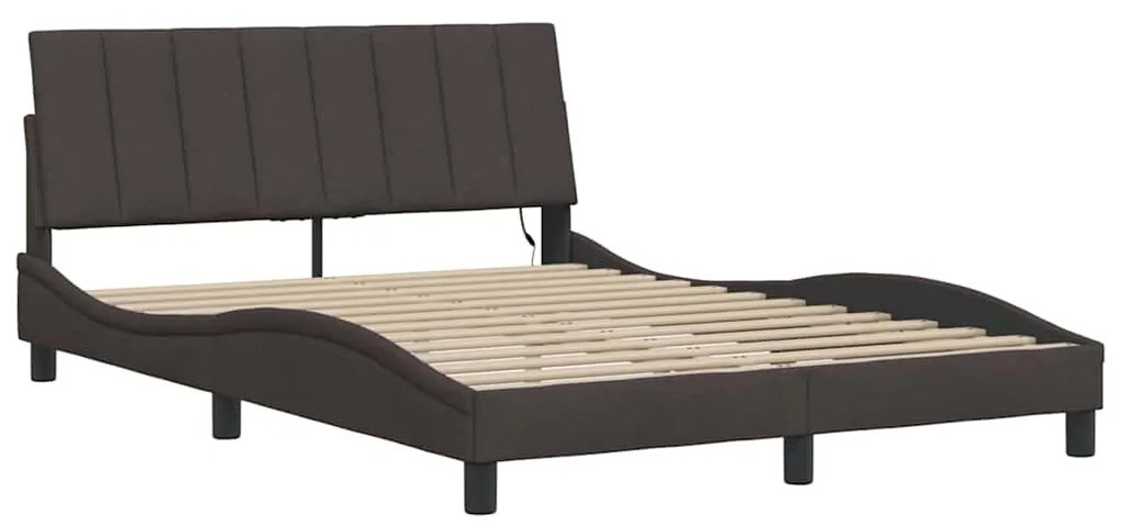 Estrutura de cama sem colchão 140x190 cm tecido castanho-escuro