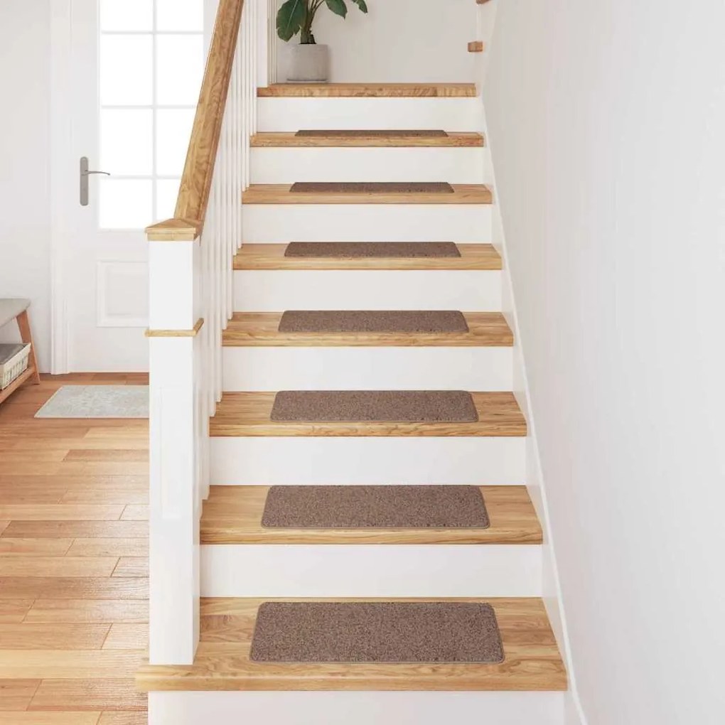 Tapetes de Escada vidaXL com Fundo de Látex Marrom 25x60 cm