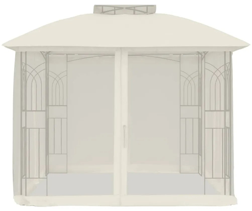 Gazebo c/ teto duplo/paredes de malha 2,94x2,94 m aço creme