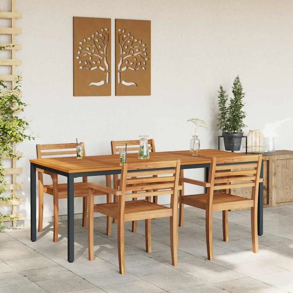 Mesa de Jardim 200 x 90 x 75 cm em Madeira de Acácia e Metal