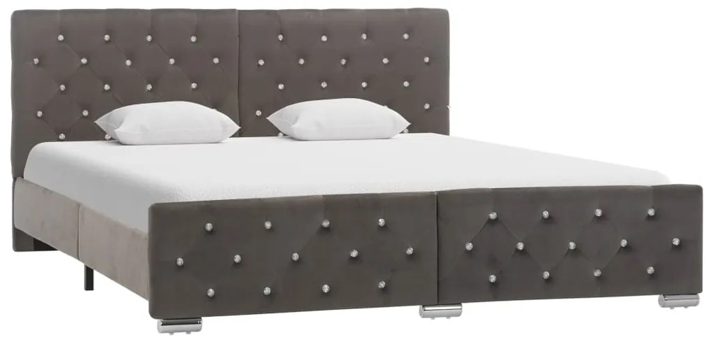 Estrutura de cama 160x200 cm veludo cinzento