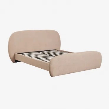 Cama Em Tecido Bouclé Brunel Bouclé Castanho Areia Claro & 160 X 200 Cm - Sklum