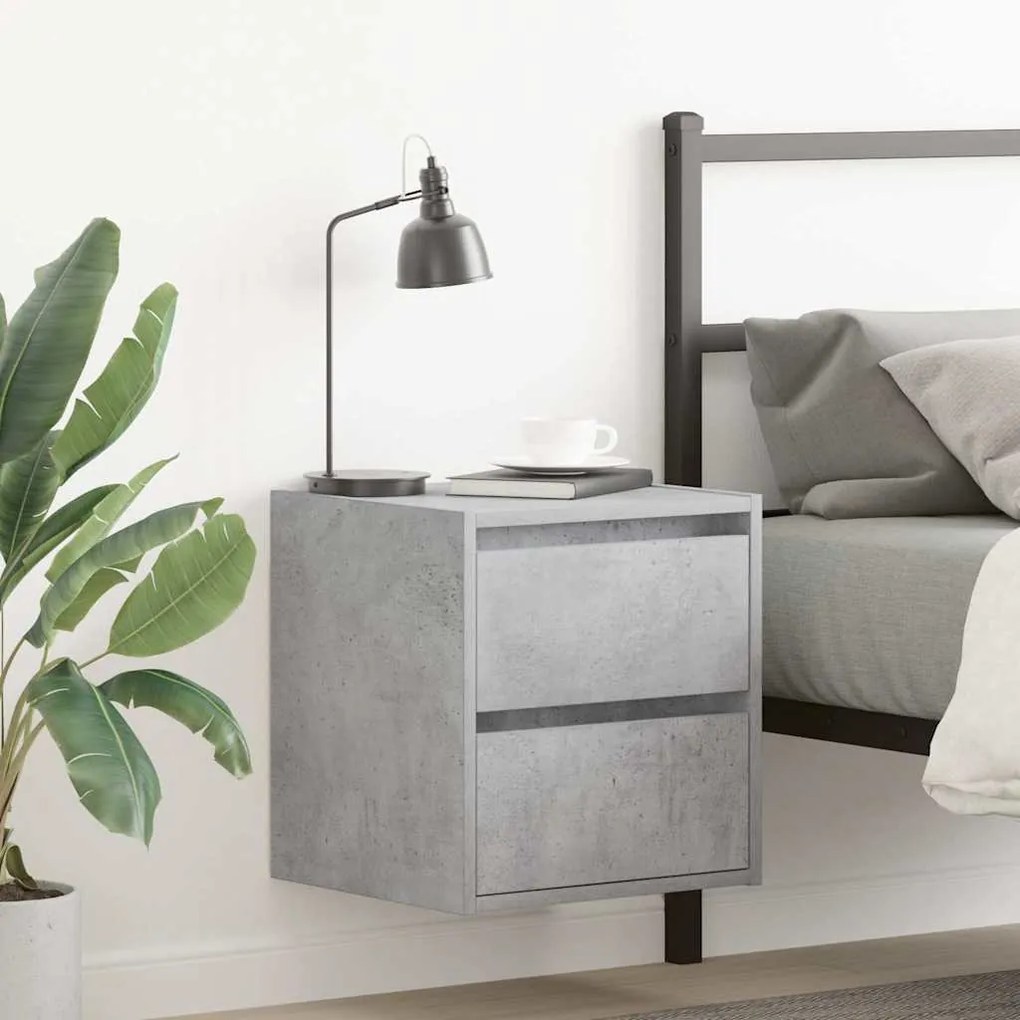vidaXL Mesas de cabeceira parede 2 pcs 38x34x40 cm cinza cimento