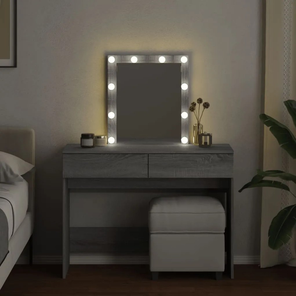 Toucador com LEDs 100x40x130 cm sonoma cinza