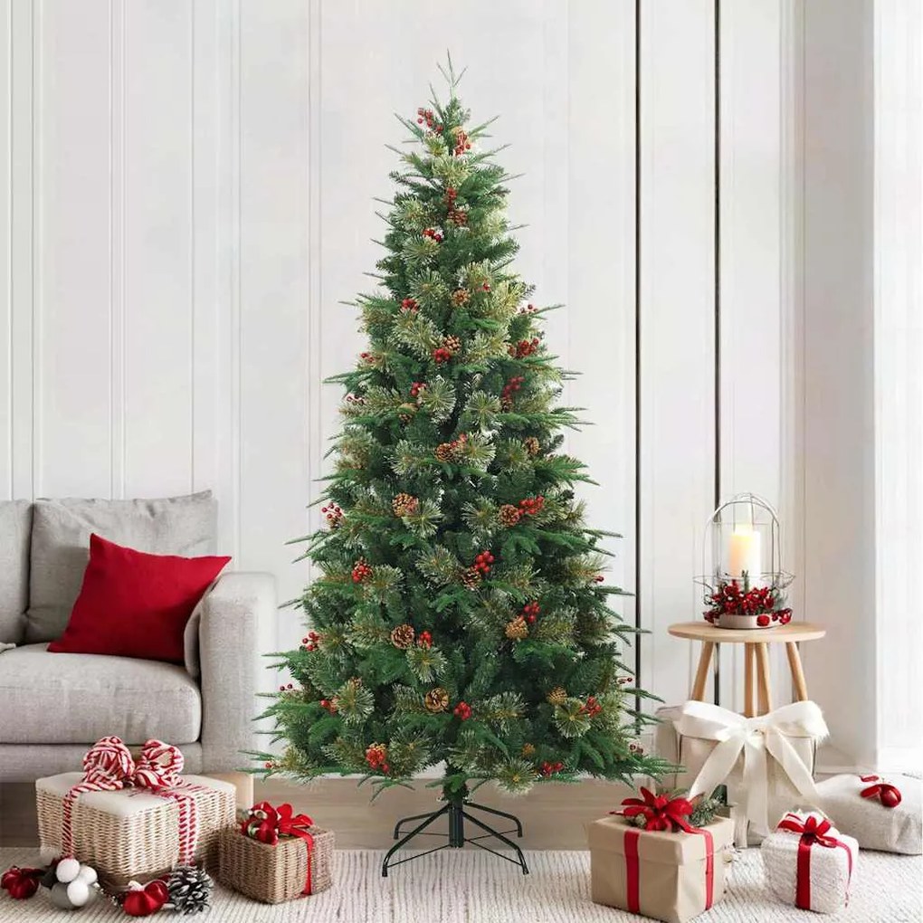 vidaXL Árvore de Natal Articulada Artificial com suporte Verde 210 cm