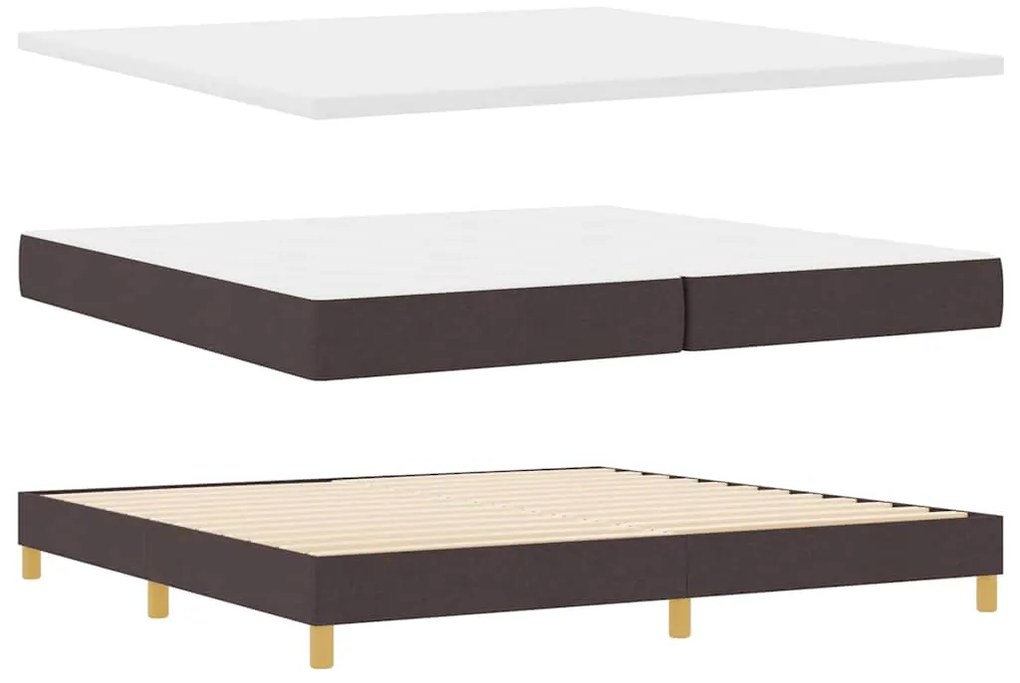 Cama Box com Colchão &amp; LED Castanho Escuro 200x200 cm Tecido
