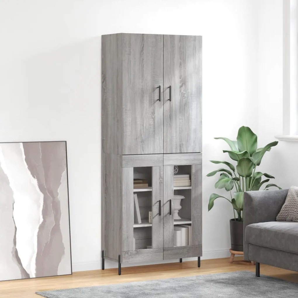 vidaXL Armário alto 69,5x34x180 cm derivados de madeira sonoma cinza