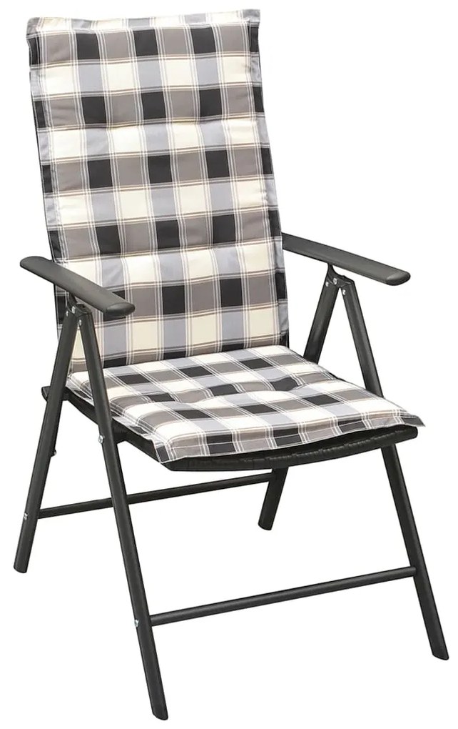 5 pcs conjunto jantar exterior com almofadões alumínio preto