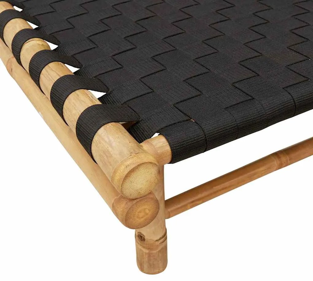 Espreguiçadeira com Tiras Pretas Entrelaçadas 55x200x30cm Bambu
