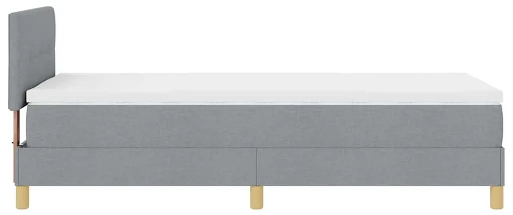 Cama Box Spring com Colchão &amp; LED Cinza Claro 100x200 cm Tecido