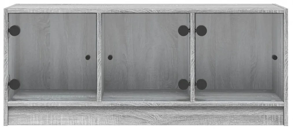 Móvel de TV c/ portas de vidro 102x37x42 cm cinza sonoma