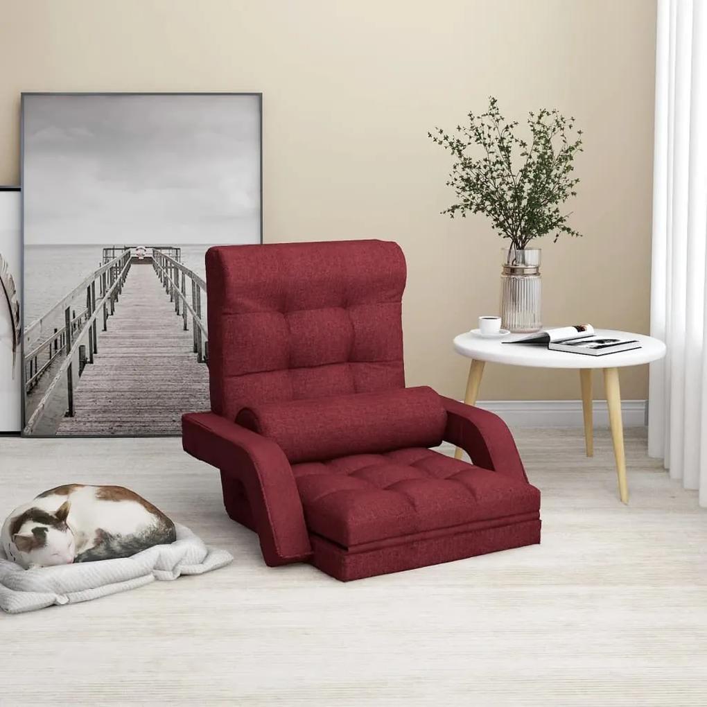 Cadeira de chão dobrável + função de cama tecido vermelho tinto