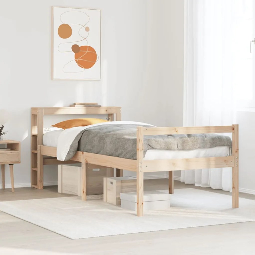 vidaXL Cama para idosos com cabeceira 90x190 cm pinho maciço
