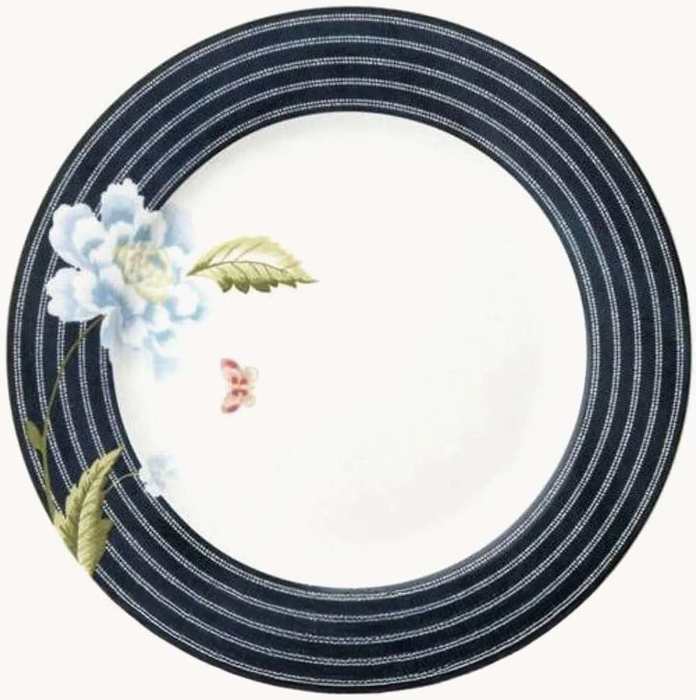 Pratos de pequeno-almoço em porcelana Midnight Candy Stripe, conjunto de 4