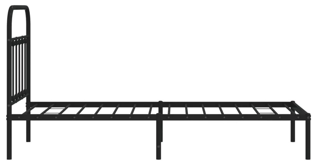 Estrutura de cama com cabeceira 90x190 cm metal preto