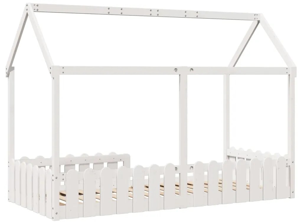 Cama infantil formato de casa 90x200 cm pinho maciço branco