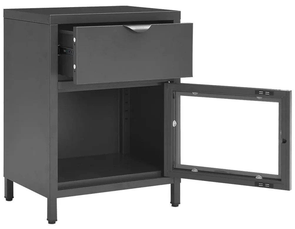 Mesa de cabeceira 40x30x54,5 cm vidro e aço antracite