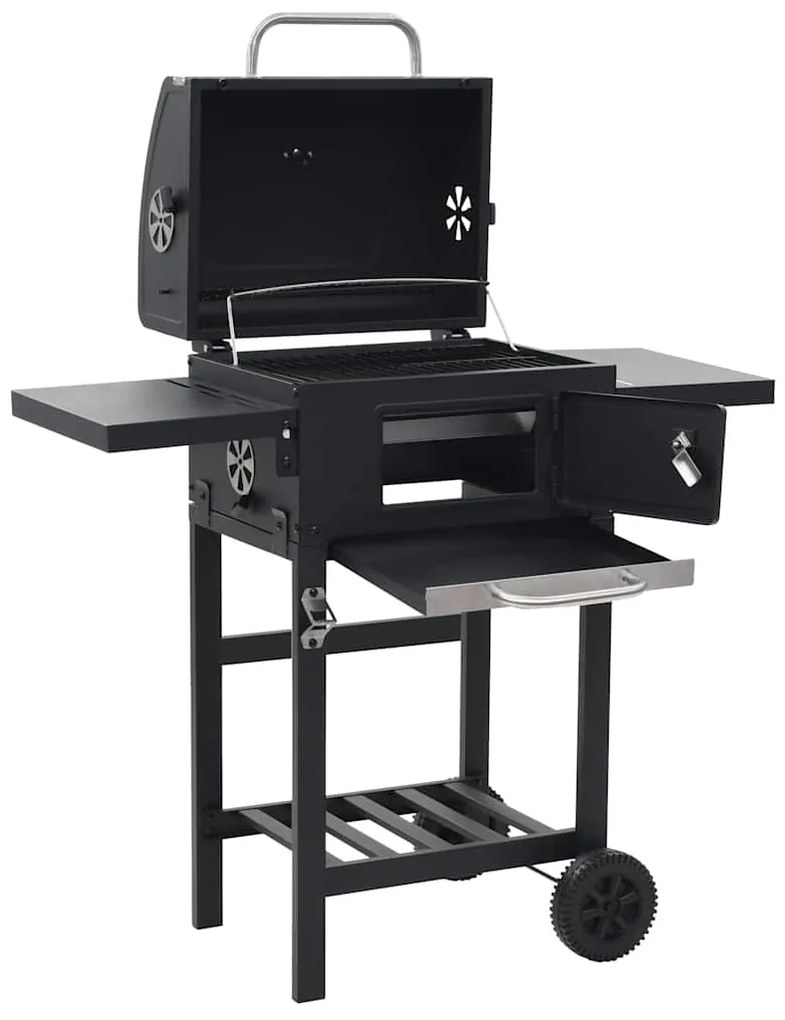 Forno para pizza e churrasqueira de exterior 3-em-1 preto