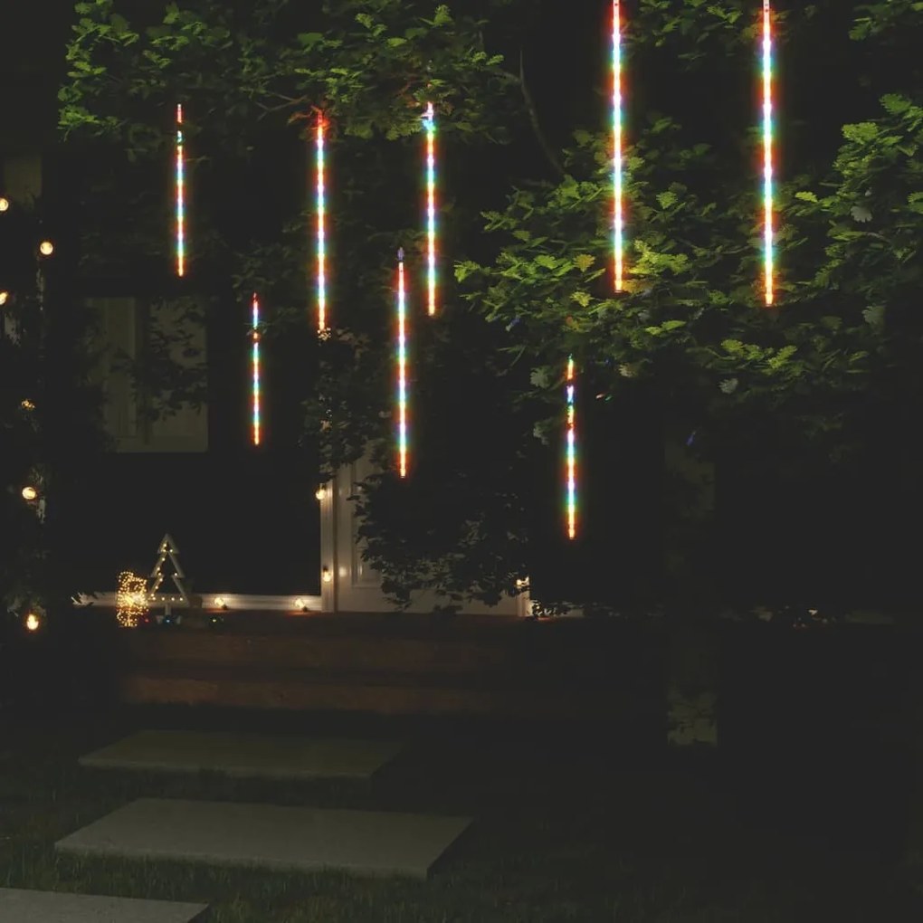 vidaXL Luzes meteoro 8 pcs 50 cm 288 luzes LED int./ext. colorido